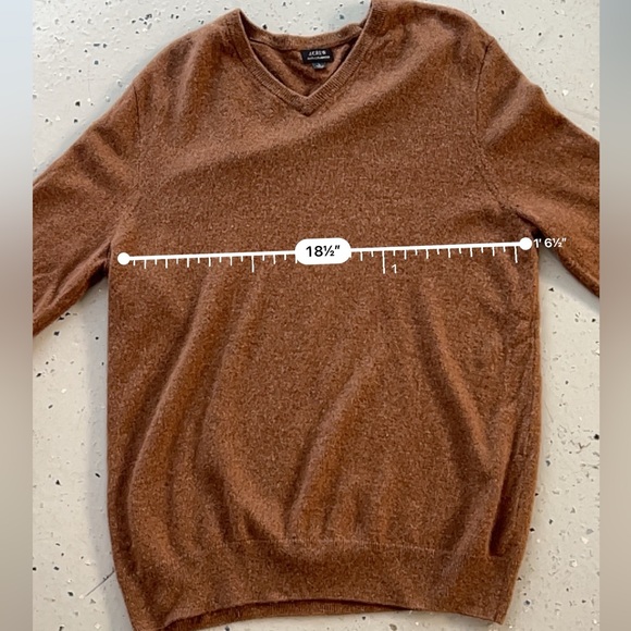 J.Crew 100% Cashmere V-Neck Sweater Soft Classic Luxury Knit Pullover Sz L Brown - Picture 9 of 12